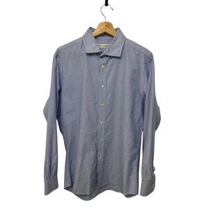 Mens Ratio Clothing Light Blue Long Sleeve Button-Up Shirt Made In USA